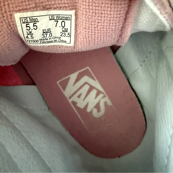 Vans Women's Pink High-Top Sneakers - Picture 7 of 7